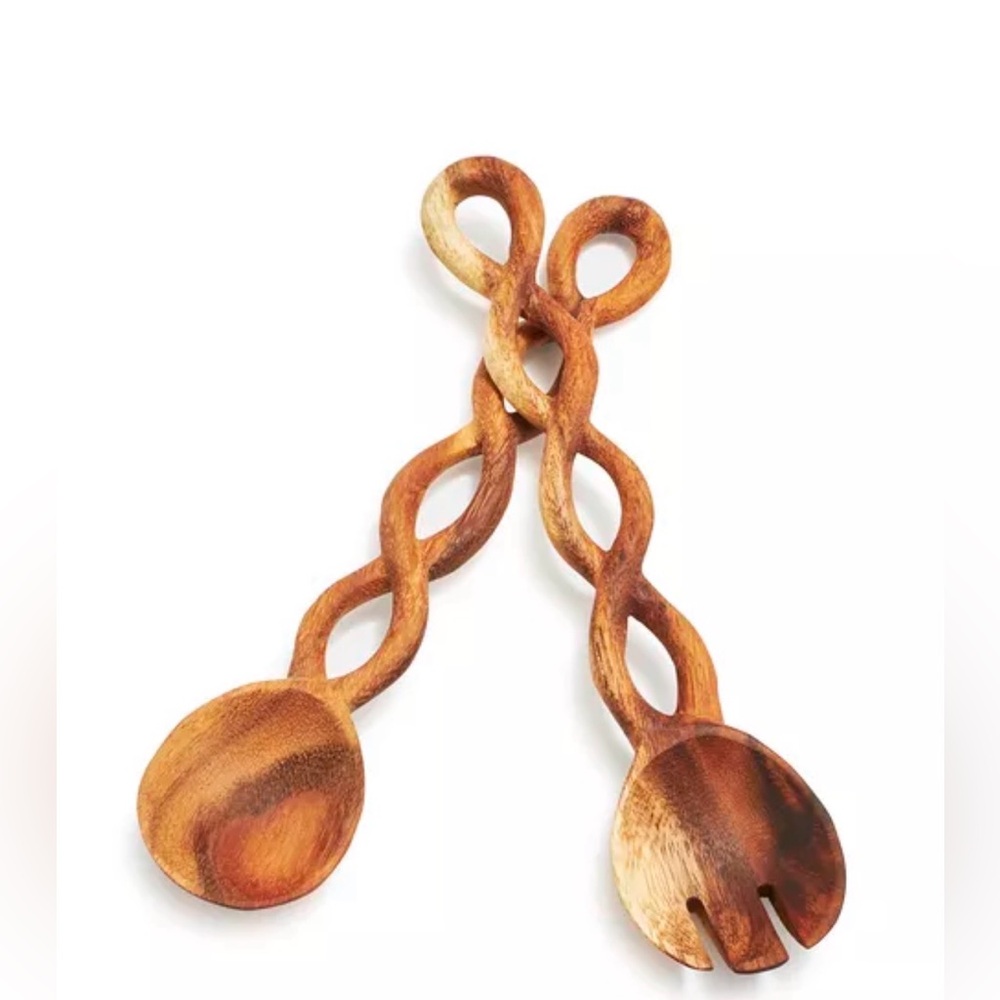 Wooden Twisted Salad Servers, NWT
